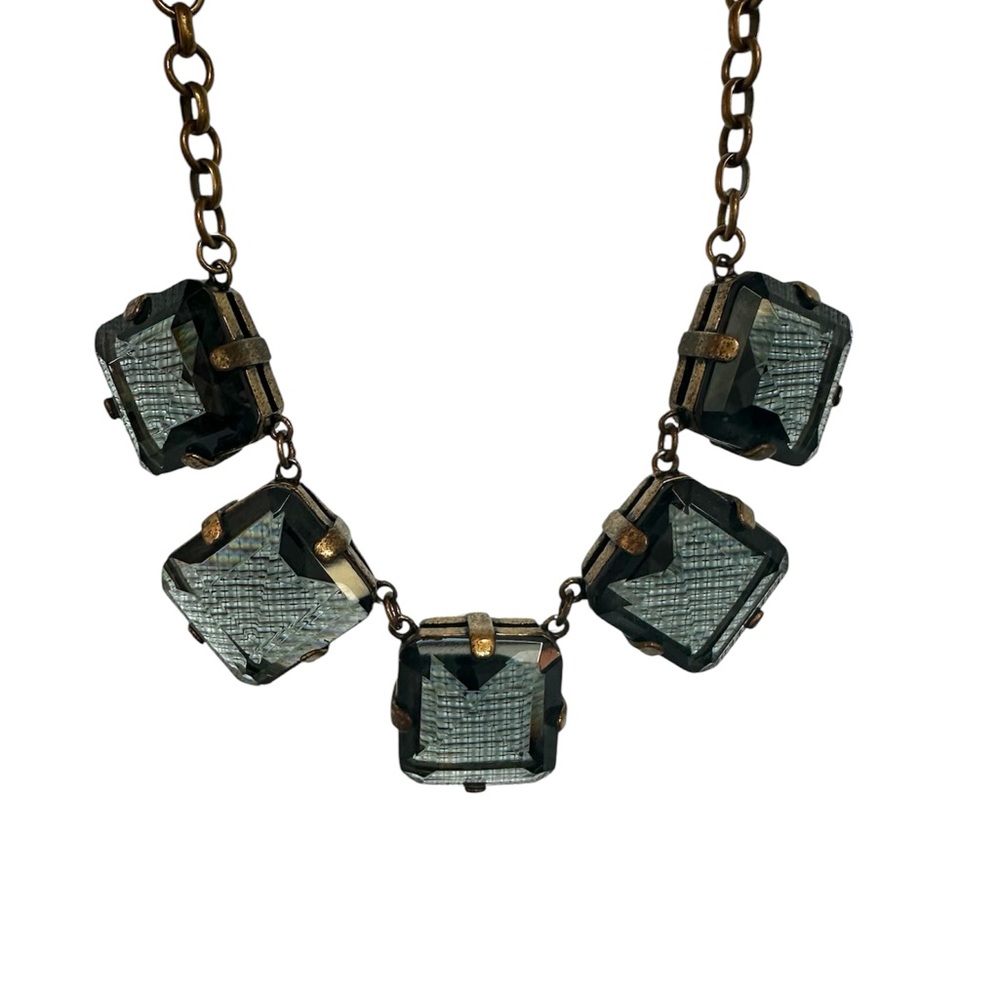 J Crew Smoky Stone Faceted Adjustable Choker Brass Color - Picture 4 of 7